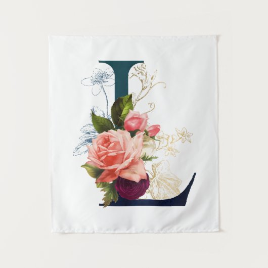 Fancy Floral Monogram Letter L Wandkleed (Voorkant)