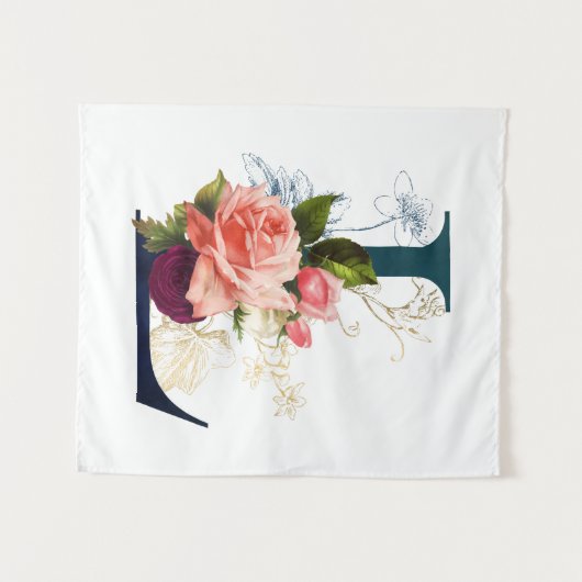 Fancy Floral Monogram Letter L Wandkleed (Voorkant (horizontaal))