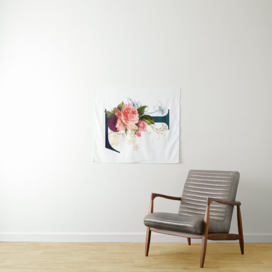 Fancy Floral Monogram Letter L Wandkleed (In Situ (horizontaal))