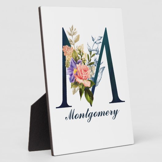 Fancy Floral Monogram Letter M Fotoplaat (Zijkant)