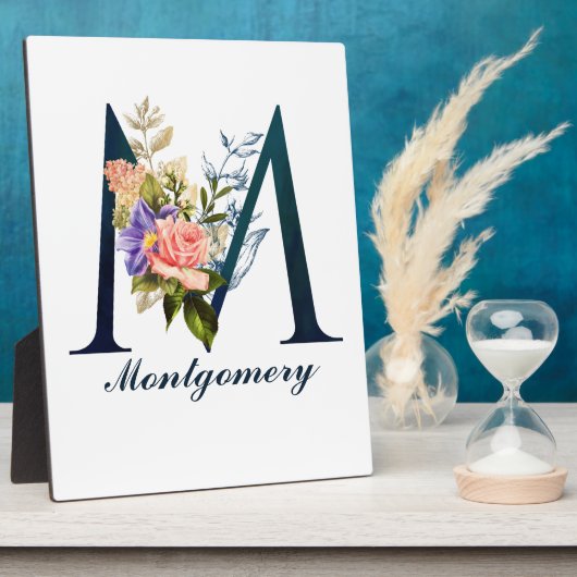 Fancy Floral Monogram Letter M Fotoplaat (Zijkant)