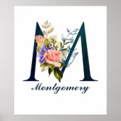 Fancy Floral Monogram Letter M Poster (Voorkant)