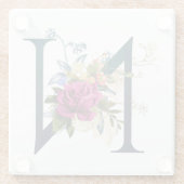 Fancy Floral Monogram Letter N Glazen Onderzetter (Achterkant)