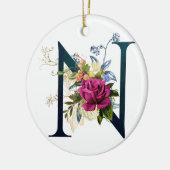 Fancy Floral Monogram Letter N Keramisch Ornament (Links)