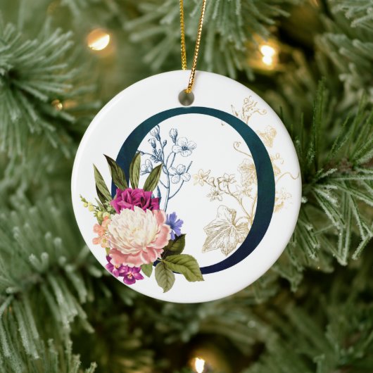 Fancy Floral Monogram Letter O Keramisch Ornament (Boom)