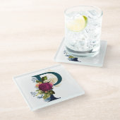 Fancy Floral Monogram Letter P Glazen Onderzetter (Schuin)
