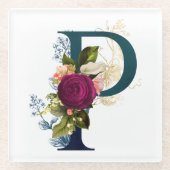 Fancy Floral Monogram Letter P Glazen Onderzetter (Voorkant)