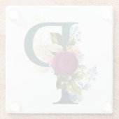 Fancy Floral Monogram Letter P Glazen Onderzetter (Achterkant)
