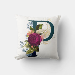 Fancy Floral Monogram Letter P Kussen