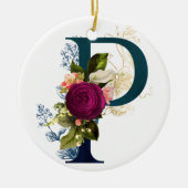 Fancy Floral Monogram Letter P Persoonlijk Keramisch Ornament (Voorkant)