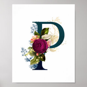 Fancy Floral Monogram Letter P Poster