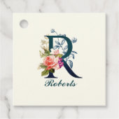 Fancy Floral Monogram letter R Bedankjes Labels (Voorkant)