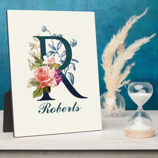 Fancy Floral Monogram letter R Fotoplaat (Zijkant)