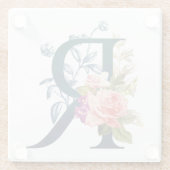 Fancy Floral Monogram letter R Glazen Onderzetter (Achterkant)