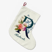 Fancy Floral Monogram letter R Grote Kerstsok (Voorkant (Hangend))