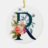 Fancy Floral Monogram letter R Keramisch Ornament (Voorkant)