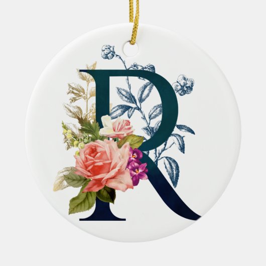 Fancy Floral Monogram letter R Keramisch Ornament (Voorkant)