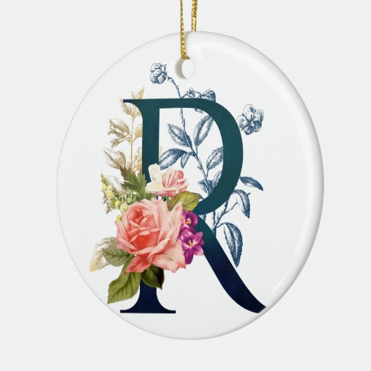 Fancy Floral Monogram letter R Keramisch Ornament (Links)