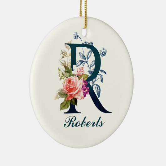 Fancy Floral Monogram letter R Keramisch Ornament (Rechts)