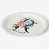 Fancy Floral Monogram letter R Papieren Bordje (Gekanteld)