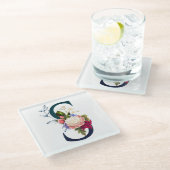 Fancy Floral Monogram Letter S Glazen Onderzetter (Schuin)