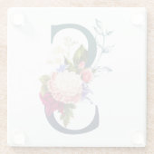 Fancy Floral Monogram Letter S Glazen Onderzetter (Achterkant)
