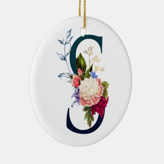 Fancy Floral Monogram Letter S Keramisch Ornament (Rechts)