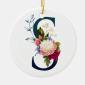 Fancy Floral Monogram Letter S Keramisch Ornament (Voorkant)