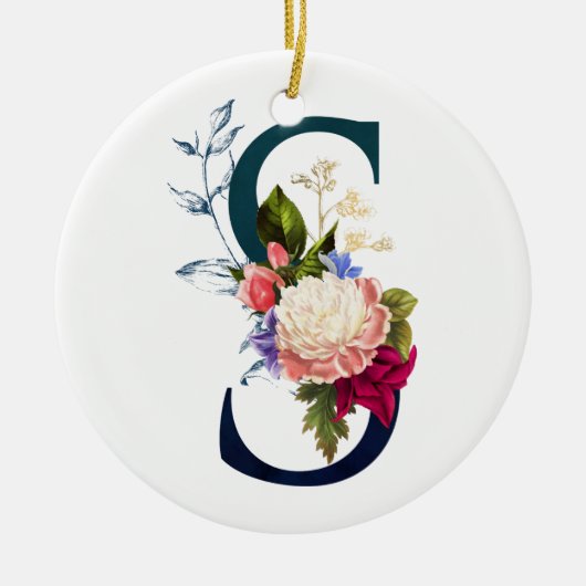 Fancy Floral Monogram Letter S Keramisch Ornament (Voorkant)