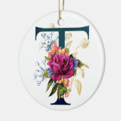 Fancy Floral Monogram Letter T Keramisch Ornament (Links)