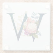 Fancy Floral Monogram Letter W Glazen Onderzetter (Achterkant)