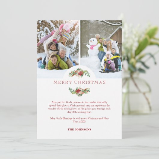 Fancy Floral Poinsettias Garland Christmas Photos (Staand voorkant)