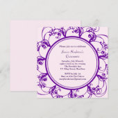 Fancy Floral Quinceanera Invite (paars) Kaart (Voorkant / Achterkant)