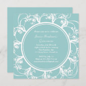 Fancy Floral Quinceanera Invite (turquoise) Kaart (Voorkant / Achterkant)