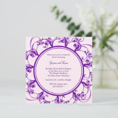 Fancy Floral repetitie binnenuitnodiging (paars) Kaart (Staand voorkant)