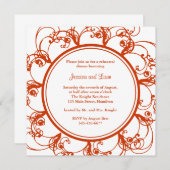 Fancy Floral repetition Dinner Invite (oranje) Kaart (Voorkant / Achterkant)