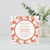 Fancy Floral repetition Dinner Invite (oranje) Kaart (Staand voorkant)