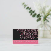 Fancy Floral Roos Roze Visitekaartje (Staand voorkant)