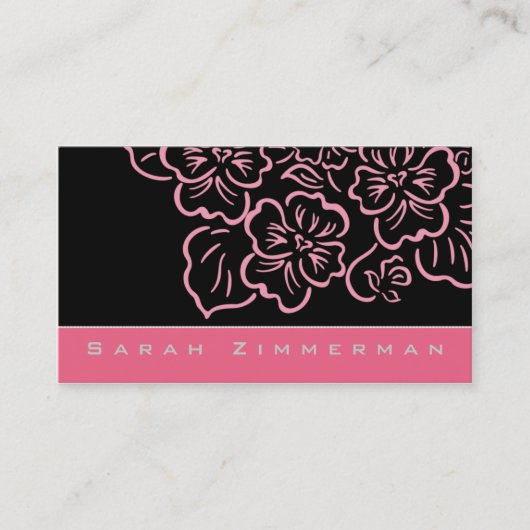 Fancy Floral Roos Roze Visitekaartje (Voorkant)