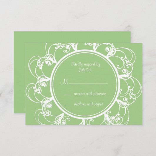 Fancy Floral RSVP (groen) (Voorkant / Achterkant)