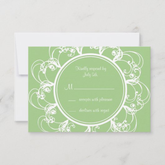 Fancy Floral RSVP (groen) Kaartje (Voorkant)