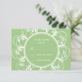 Fancy Floral RSVP (groen) Kaartje (Staand voorkant)