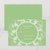 Fancy Floral RSVP (groen) Kaartje (Voorkant / Achterkant)