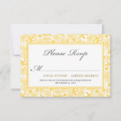 Fancy Floral RSVP-kaart (citroengeel) RSVP Kaartje (Voorkant)