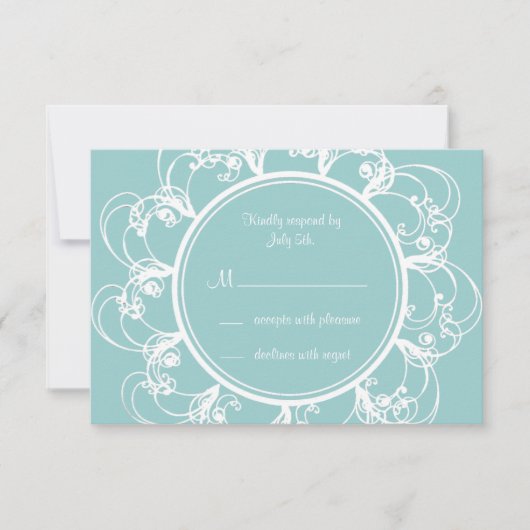 Fancy Floral RSVP (turquoise) Kaartje (Voorkant)