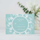 Fancy Floral RSVP (turquoise) Kaartje (Staand voorkant)