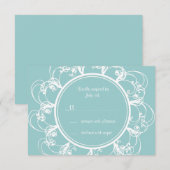 Fancy Floral RSVP (turquoise) Kaartje (Voorkant / Achterkant)
