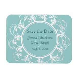 Fancy Floral Save the Date Magnet (turquoise) Magneet