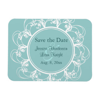 Fancy Floral Save the Date Magnet (turquoise) Magneet