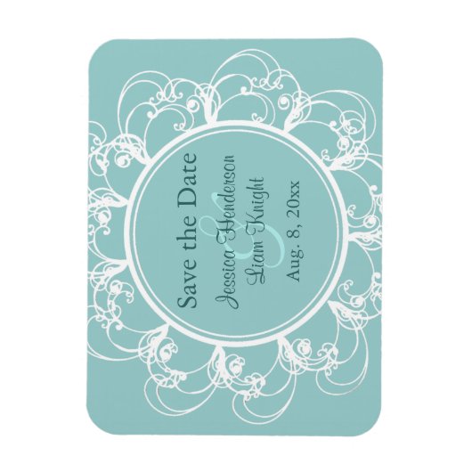 Fancy Floral Save the Date Magnet (turquoise) Magneet (Verticaal)